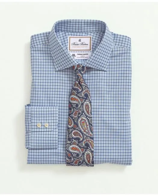 Brooks Brothers Homme X Thomas Mason Coton Popeline Col Anglais Bleu Brooks Brothers