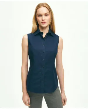 Brooks Brothers Chemise sans manches ajustée en coton Supima extensible et infroissable Navy Brooks Brothers