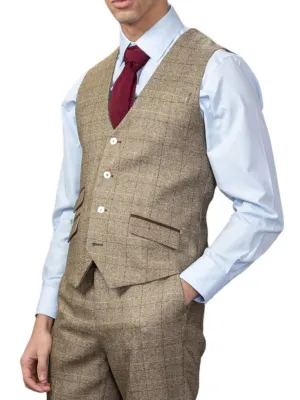 Gilet fin à carreaux marron
