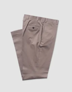PANTALON EN TOILE DE COTON BRUN - COUPE CLASSIQUE