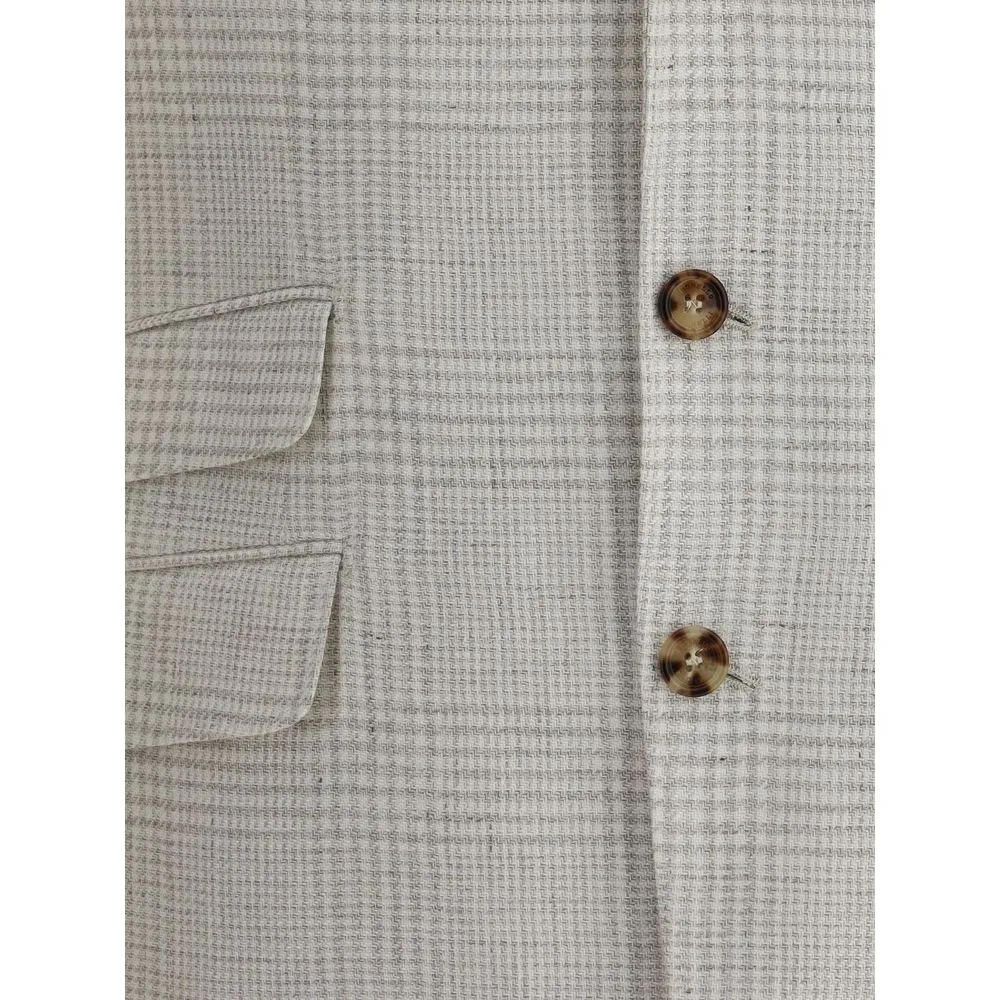 Brunello Cucinelli Veste homme à simple boutonnage en tissu à carreaux