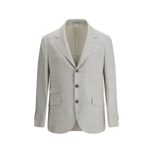 Brunello Cucinelli Veste homme à simple boutonnage en tissu à carreaux