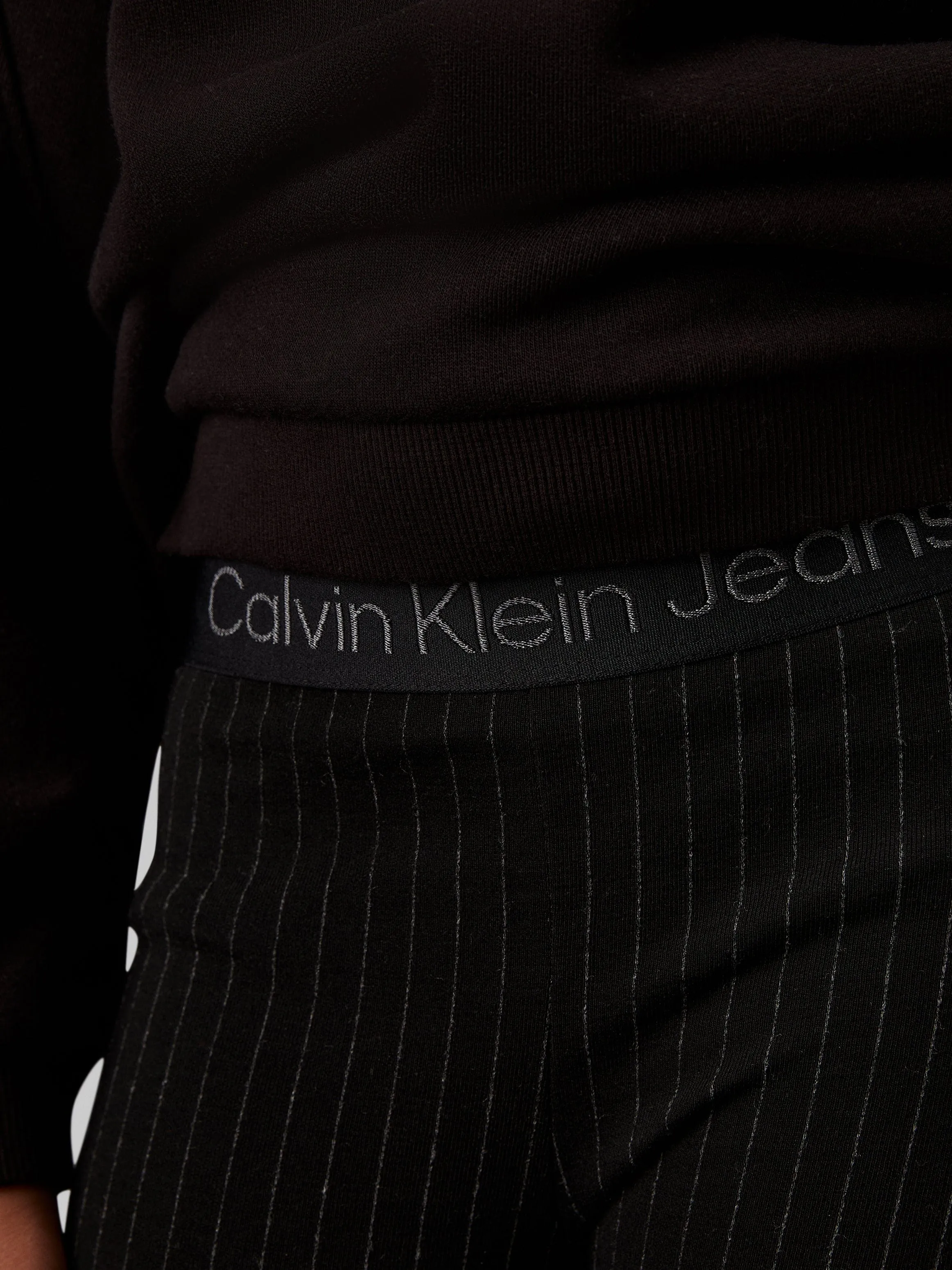 Pantalon évasé à rayures Calvin Klein pour filles en noir