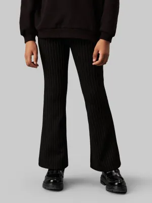 Pantalon évasé à rayures Calvin Klein pour filles en noir