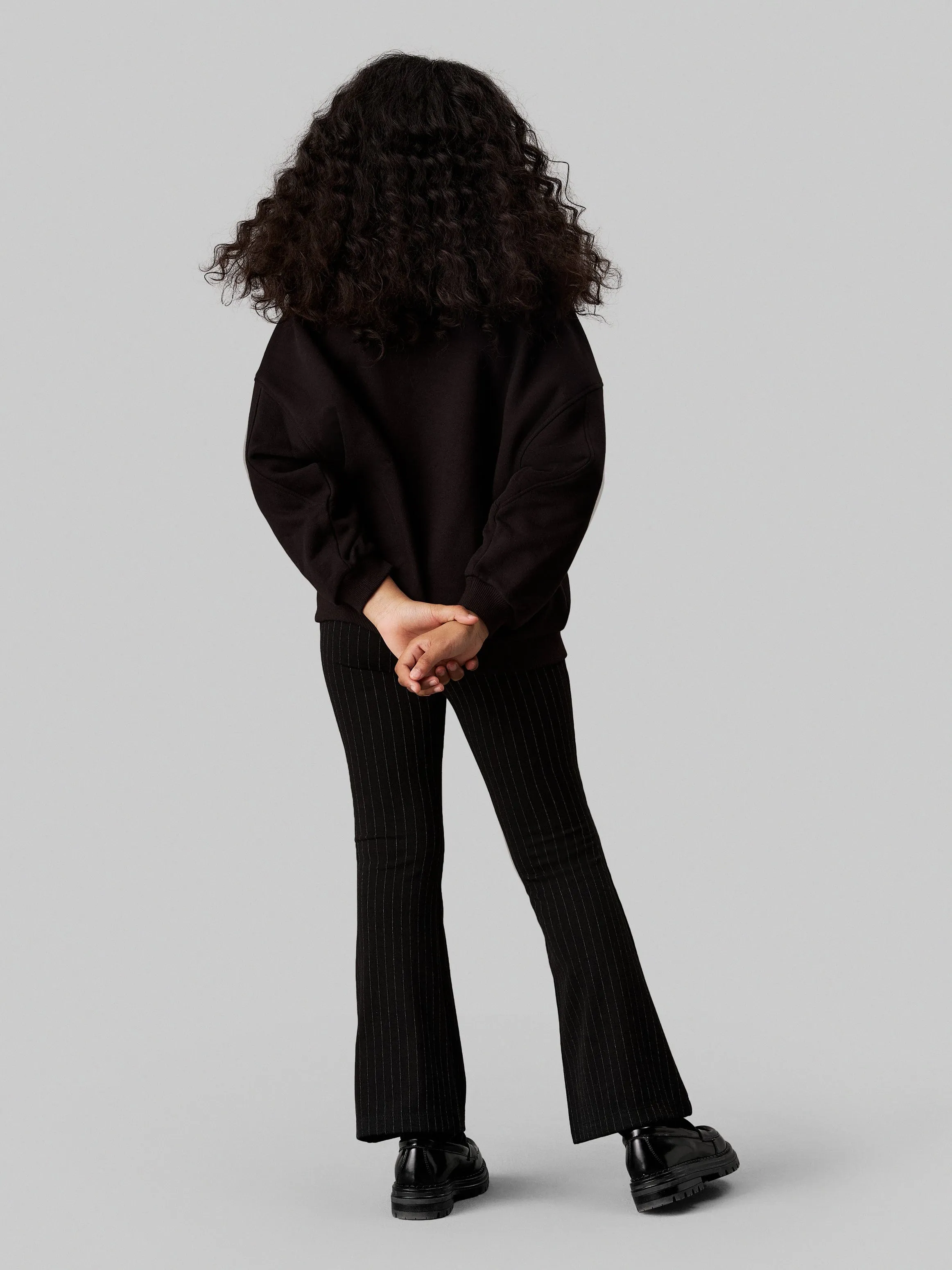 Pantalon évasé à rayures Calvin Klein pour filles en noir