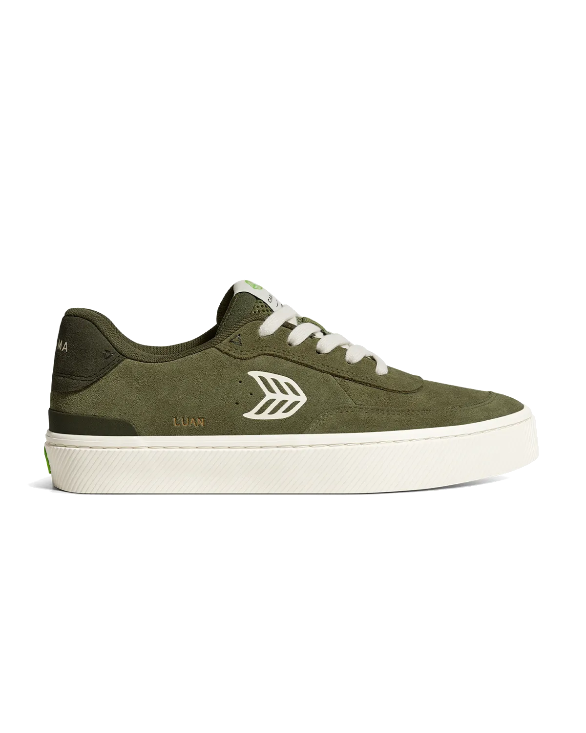 Chaussures Cariuma Luan Pro en Suédine Vert Olive et Ivoire