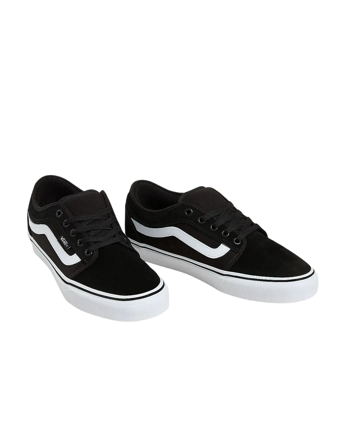 Chaussures Chukka Basses à Bandes Latérales en Noir et Blanc
