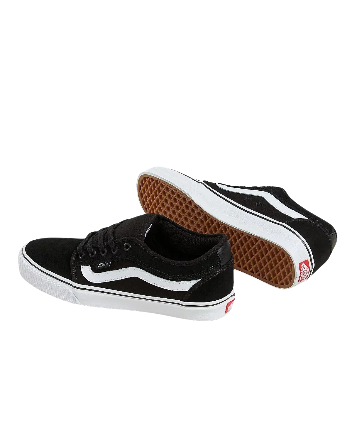 Chaussures Chukka Basses à Bandes Latérales en Noir et Blanc