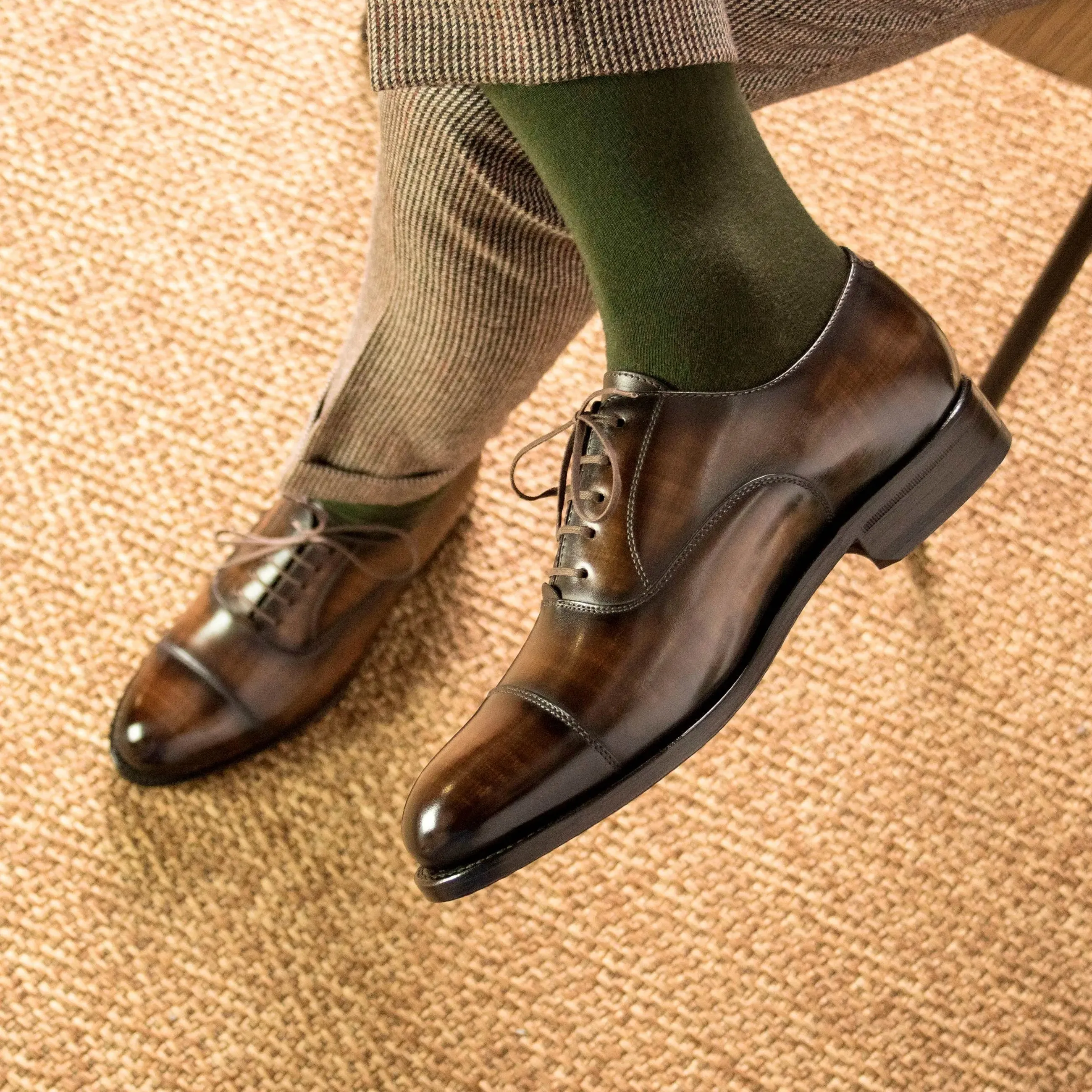 Chaussures Dapperfam DapperFam Rafael en Oxford à patine peinte à la main pour hommes en marron