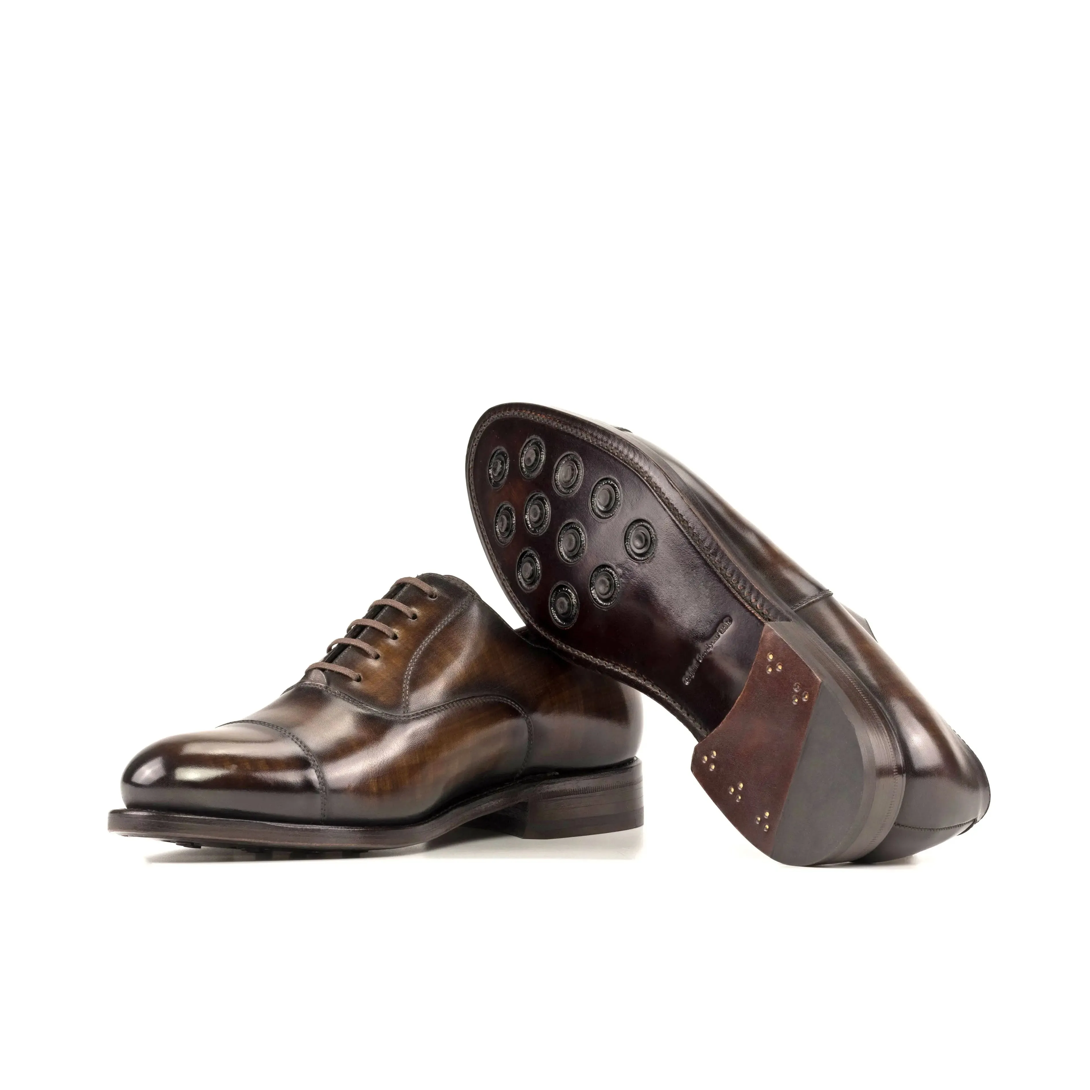 Chaussures Dapperfam DapperFam Rafael en Oxford à patine peinte à la main pour hommes en marron