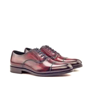 Chaussures Dapperfam DapperFam Rafael en Bordeaux / Denim Oxford à patine peinte à la main pour hommes