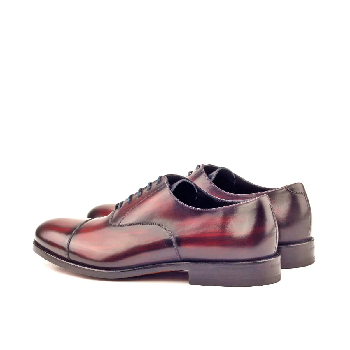 Chaussures Dapperfam DapperFam Rafael en Bordeaux / Denim Oxford à patine peinte à la main pour hommes