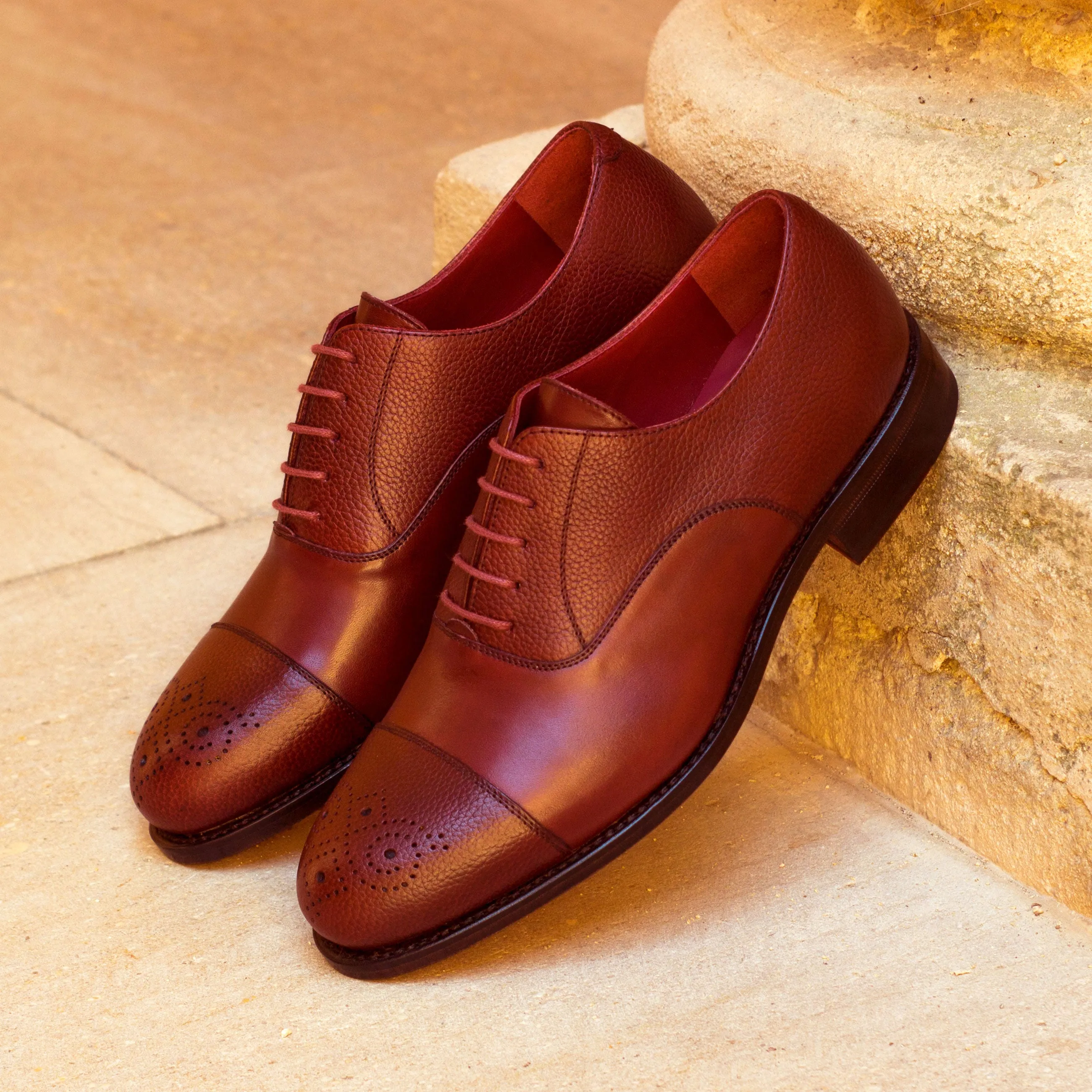Chaussures Dapperfam DapperFam Rafael en Bordeaux pour Hommes en Cuir Italien & Cuir Pleine Fleur Oxford