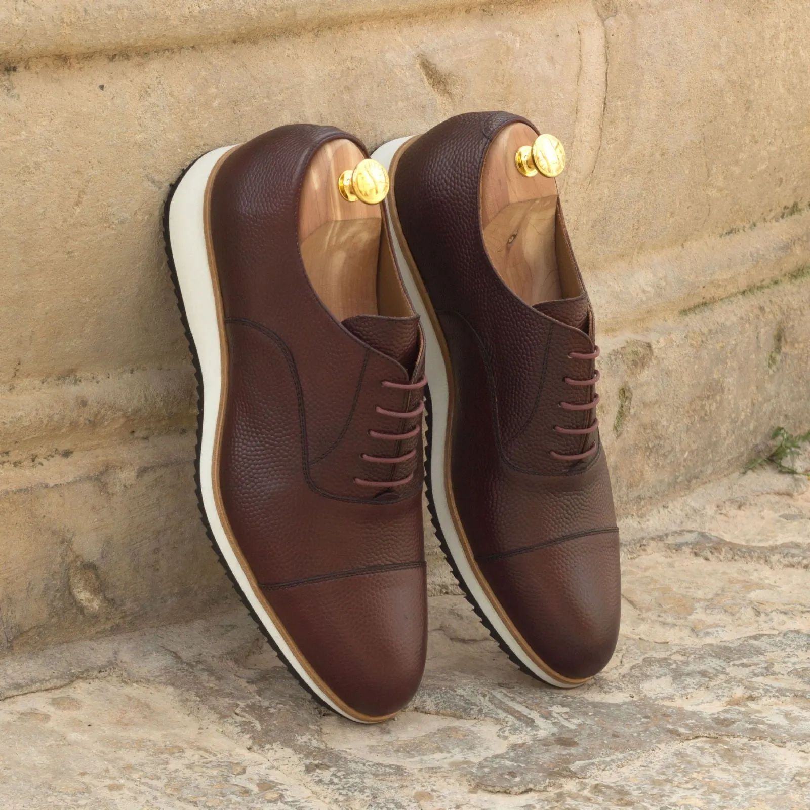 Chaussures Dapperfam DapperFam Rafael en Grain de Pierre Italien pour Homme, Oxford en Cuir Bordeau