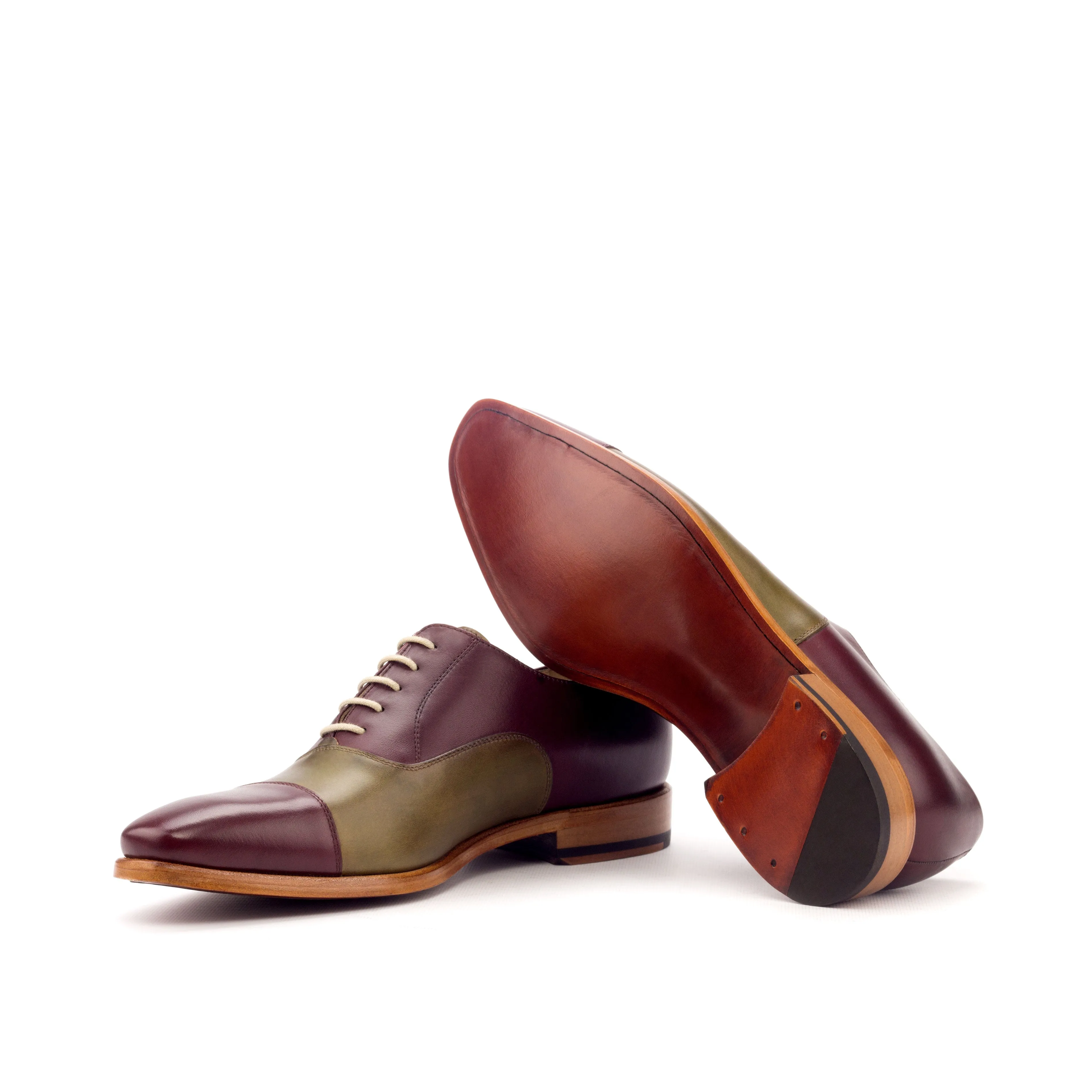 Chaussures Dapperfam DapperFam Rafael en Oxford en cuir italien pour hommes Bordeau / Olive