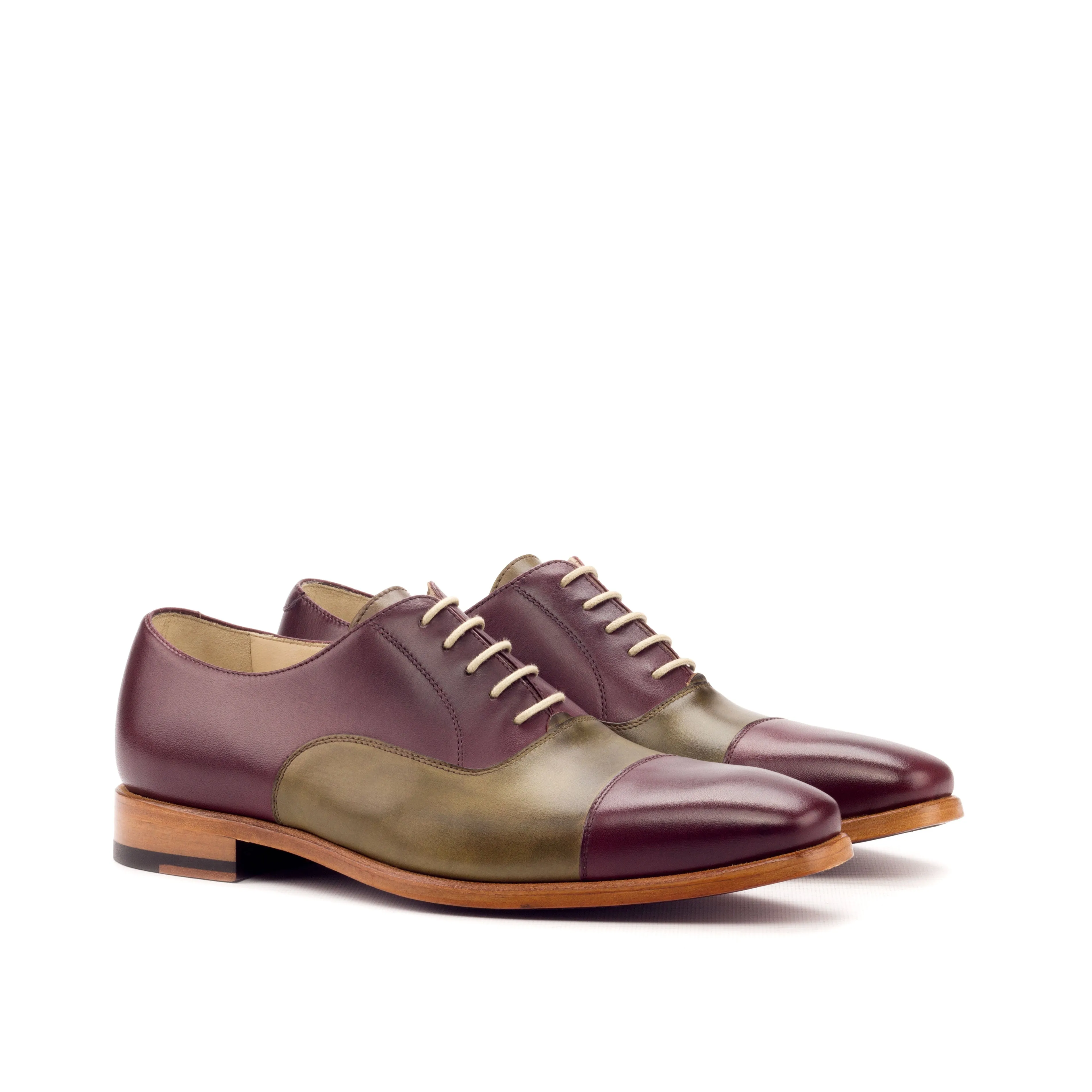 Chaussures Dapperfam DapperFam Rafael en Oxford en cuir italien pour hommes Bordeau / Olive