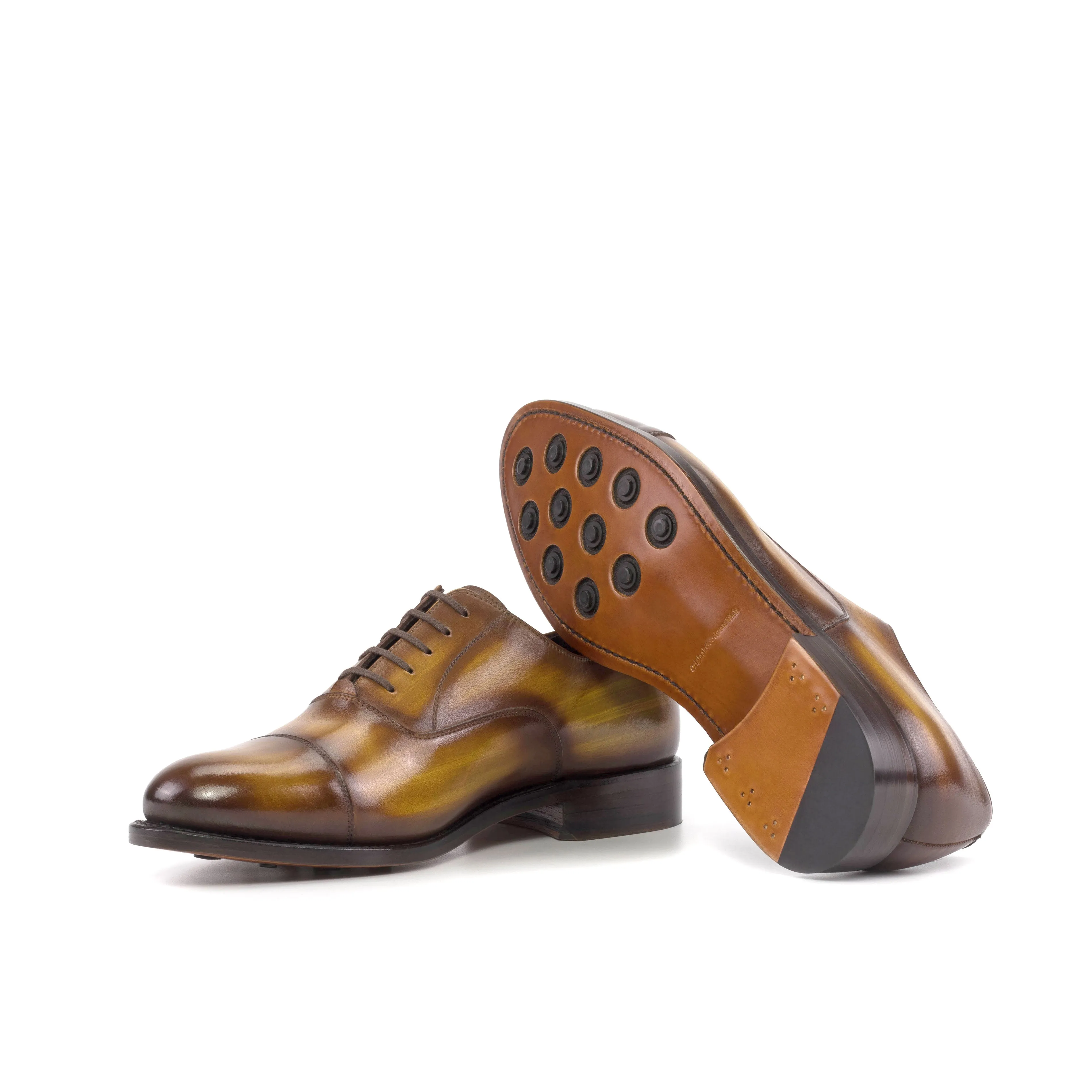 Chaussures Dapperfam DapperFam Rafael en Oxford à patine peinte à la main pour hommes couleur cognac
