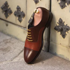 Chaussures Dapperfam DapperFam Rafael en Marron Foncé / Marron Moyen / Marine pour Hommes en Cuir Italien & Suède Luxe Oxford