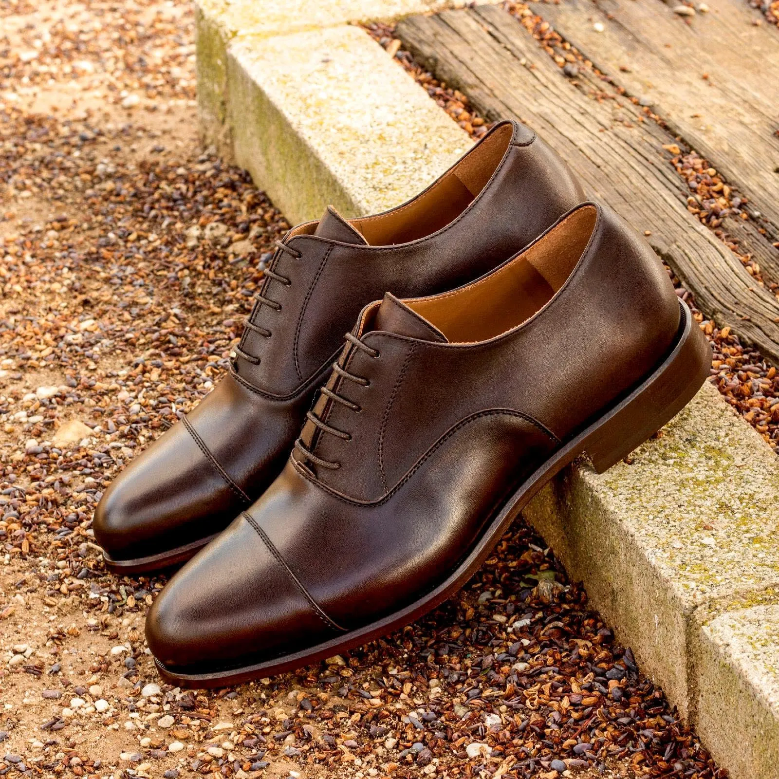 Chaussures Dapperfam DapperFam Rafael en Cuir Italien Oxford Marron Foncé pour Homme