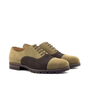 Chaussures Dapperfam DapperFam Rafael en Suède Luxe pour Hommes - Kaki / Brun Foncé