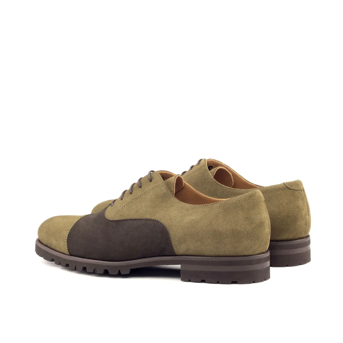 Chaussures Dapperfam DapperFam Rafael en Suède Luxe pour Hommes - Kaki / Brun Foncé