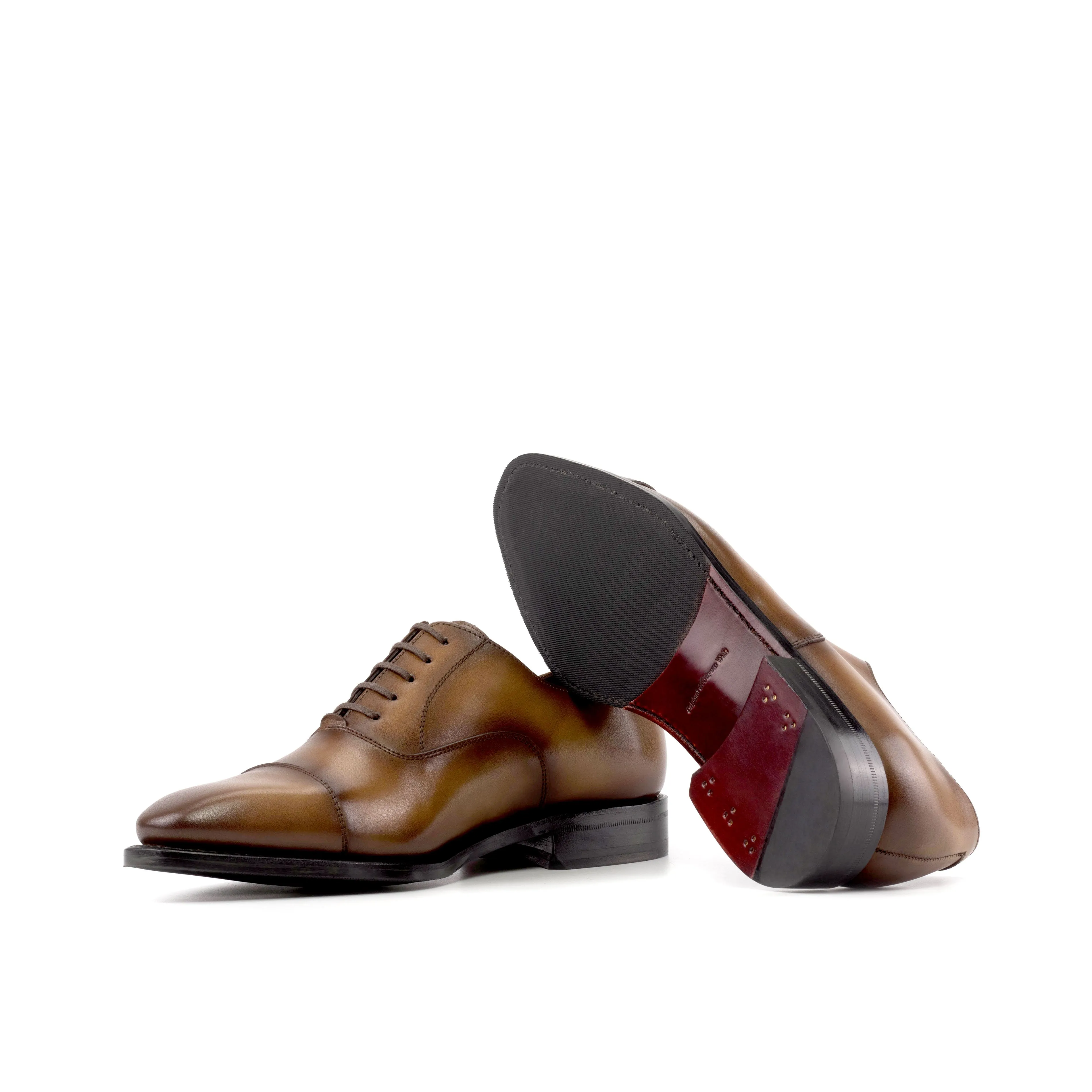 Chaussures Dapperfam DapperFam Rafael en Marron Moyen Oxford en Cuir Italien Peint à la Main pour Hommes
