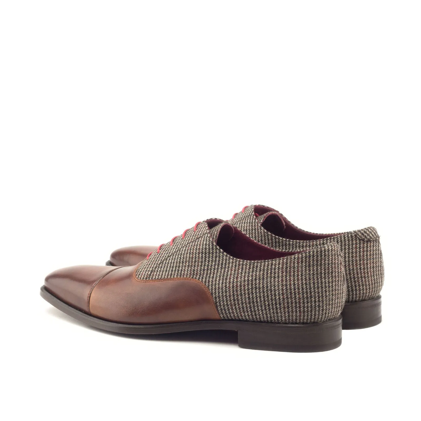 Dapperfam Shoes DapperFam Rafael en Tweed / Cognac Oxford Sartorial pour Hommes en Cuir Italien