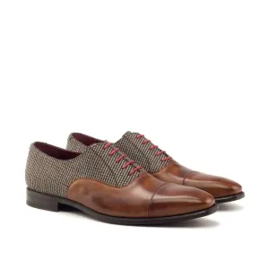 Dapperfam Shoes DapperFam Rafael en Tweed / Cognac Oxford Sartorial pour Hommes en Cuir Italien