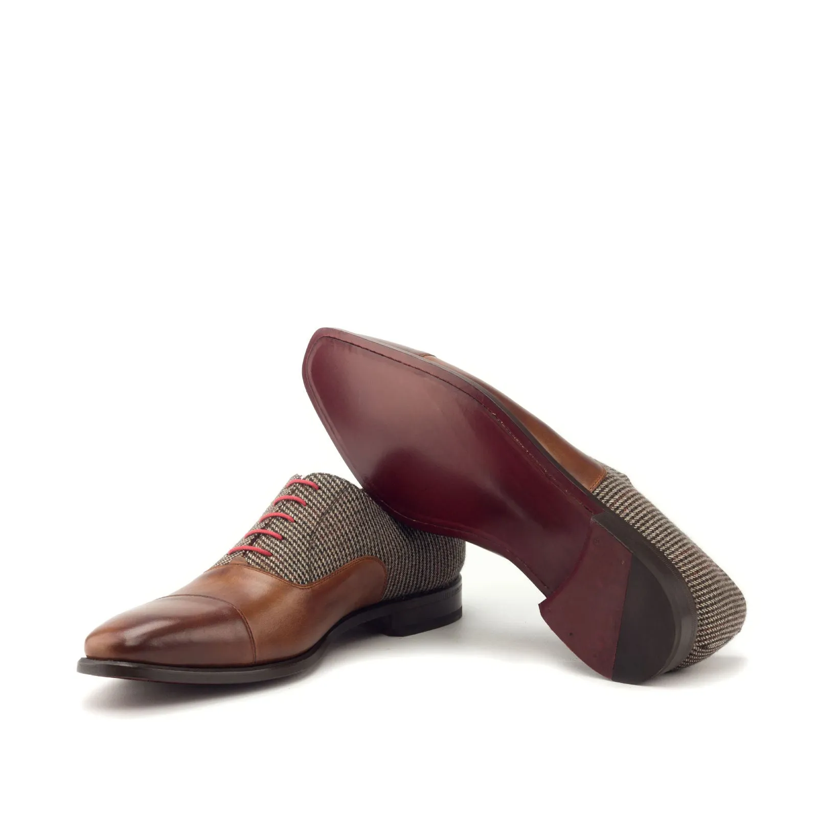 Dapperfam Shoes DapperFam Rafael en Tweed / Cognac Oxford Sartorial pour Hommes en Cuir Italien
