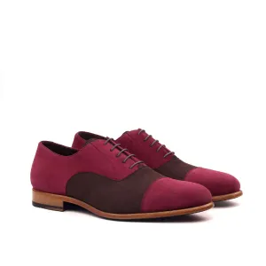 Dapperfam Chaussures DapperFam Rafael en Vin / Marron Oxford en Suède Italien pour Hommes