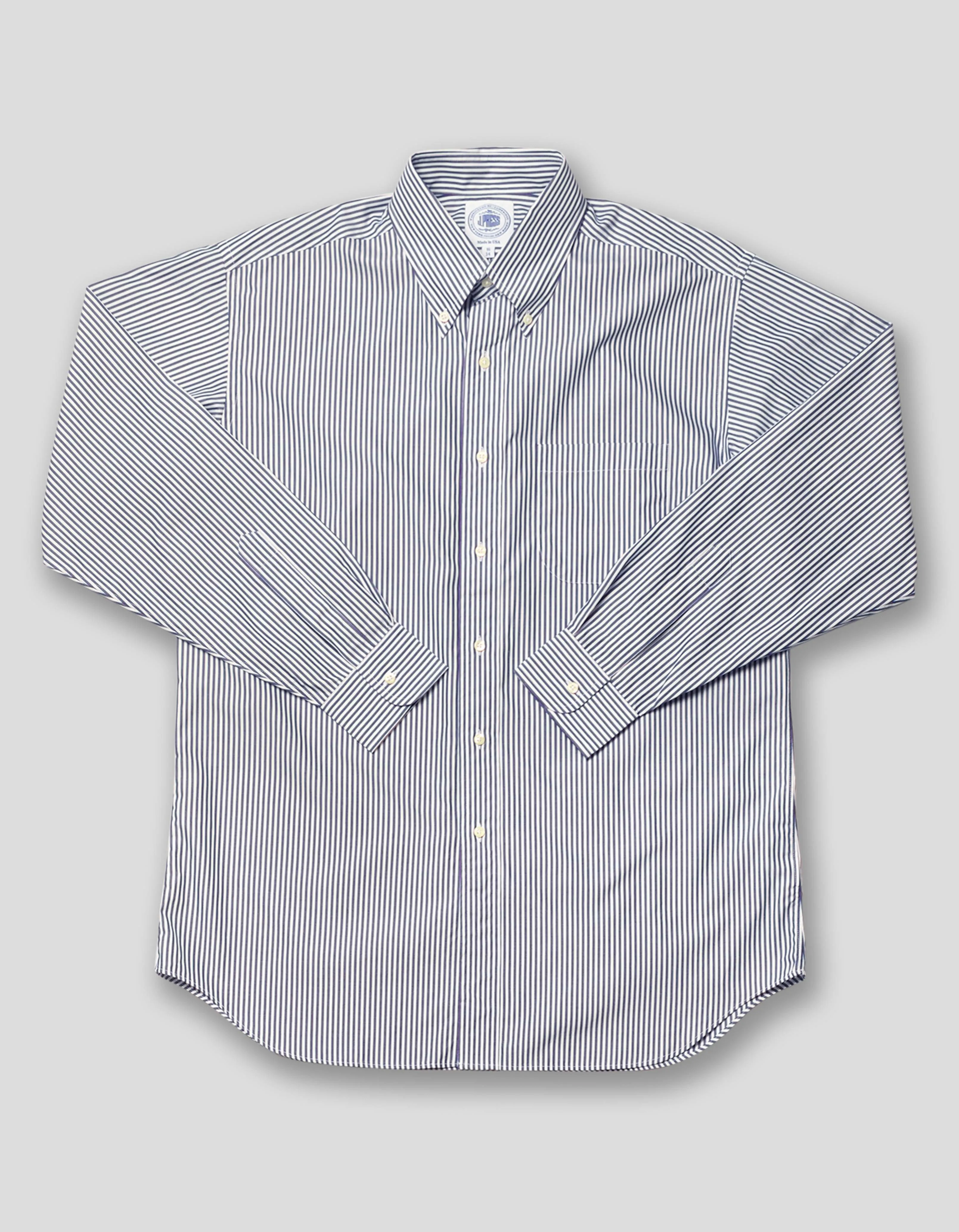 Chemise habillée en popeline rayée Bengal bleu foncé