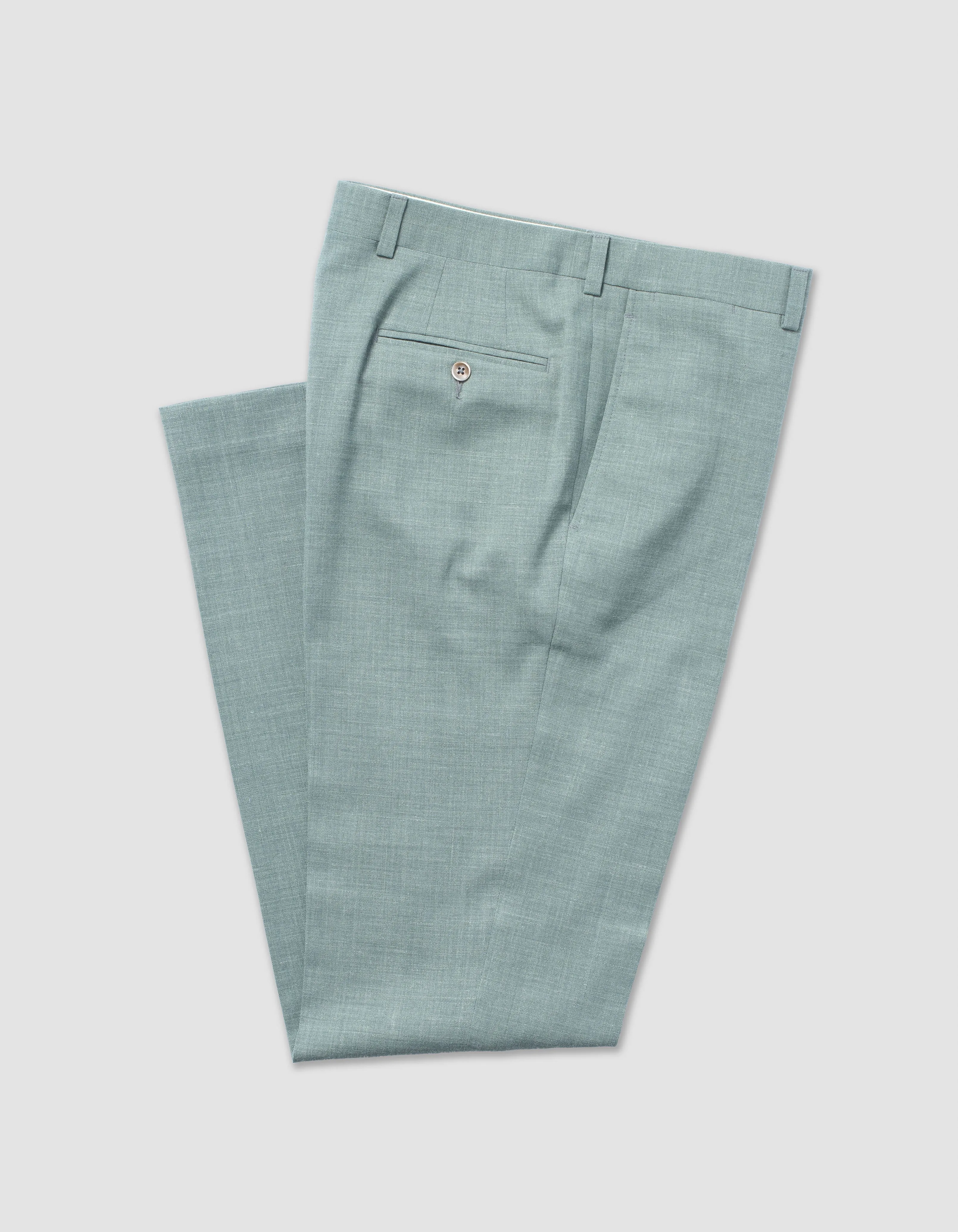 PANTALON EN LIN CRASH VERT FONCÉ - COUPE CLASSIQUE