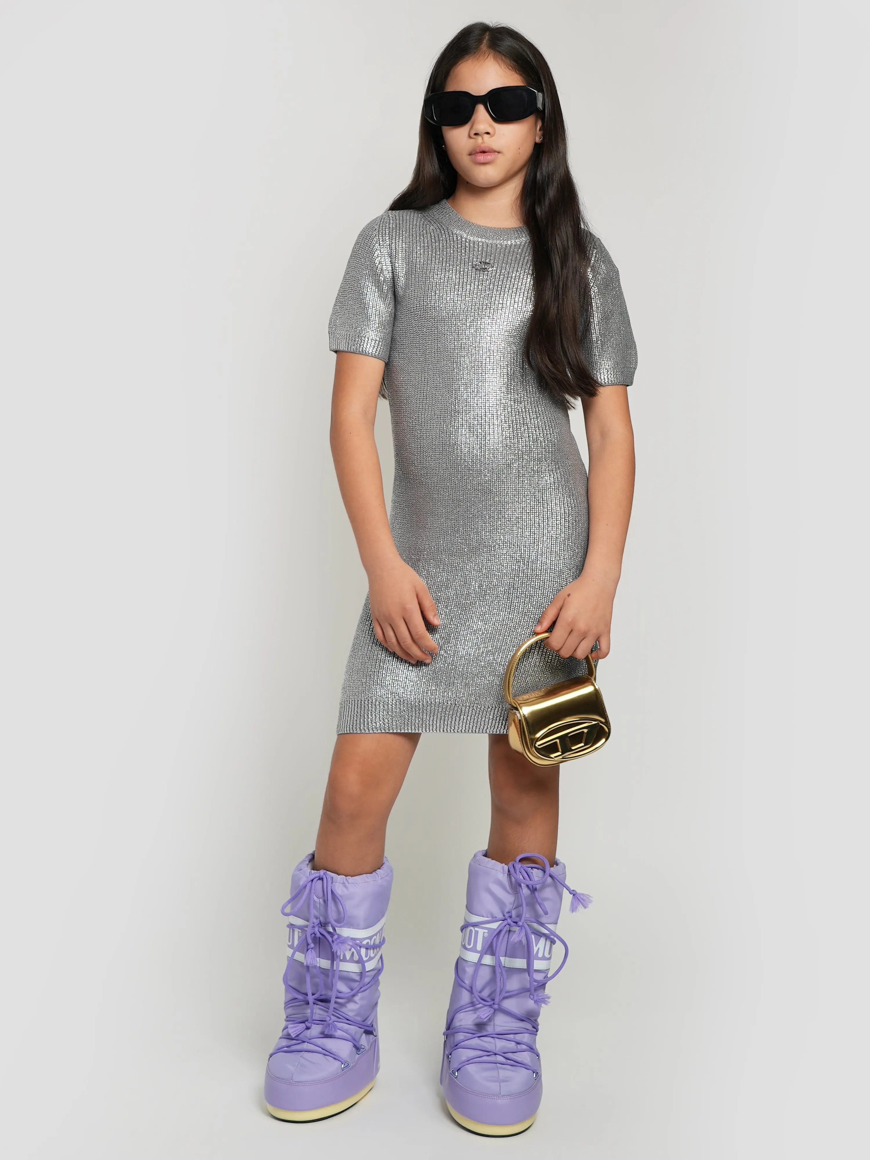 Robe tricotée Diesel Girls en argent