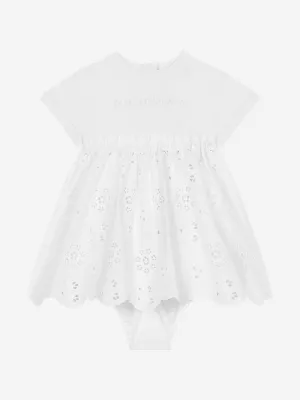 Dolce & Gabbana Robe Brodée pour Fille avec Culotte en Blanc