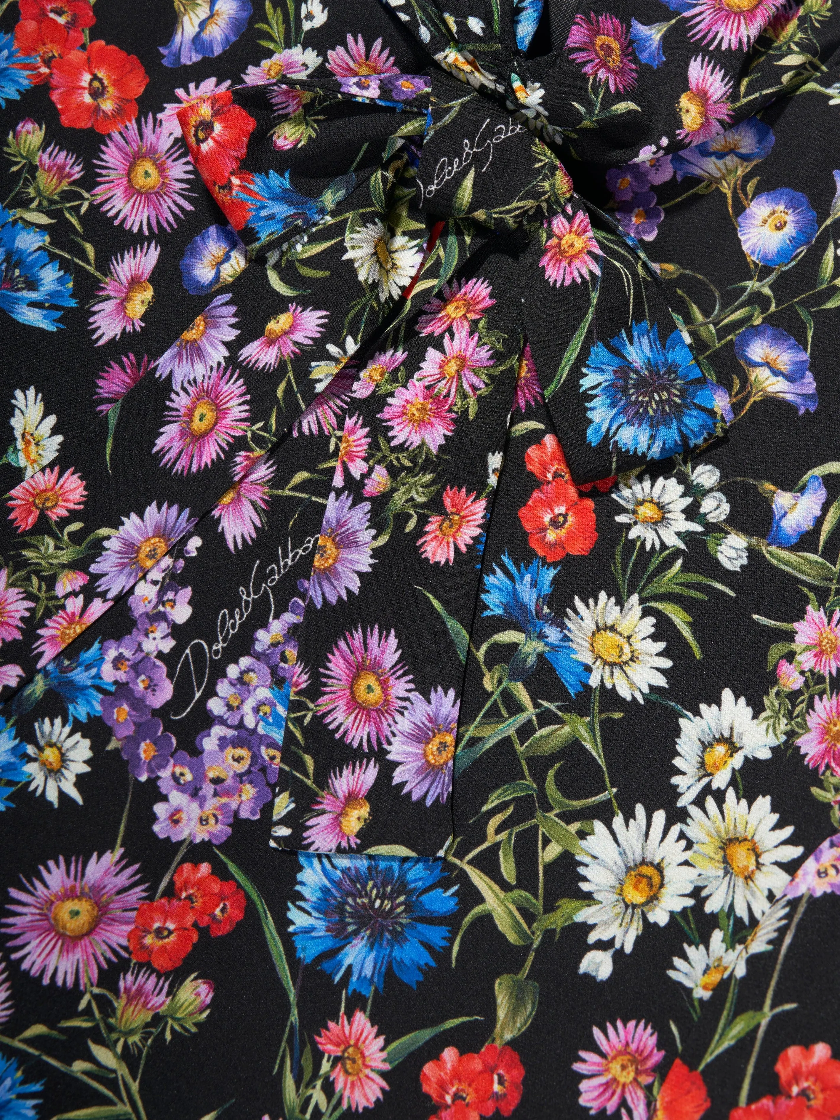 Robe en soie Wildflowers pour filles Dolce & Gabbana en noir