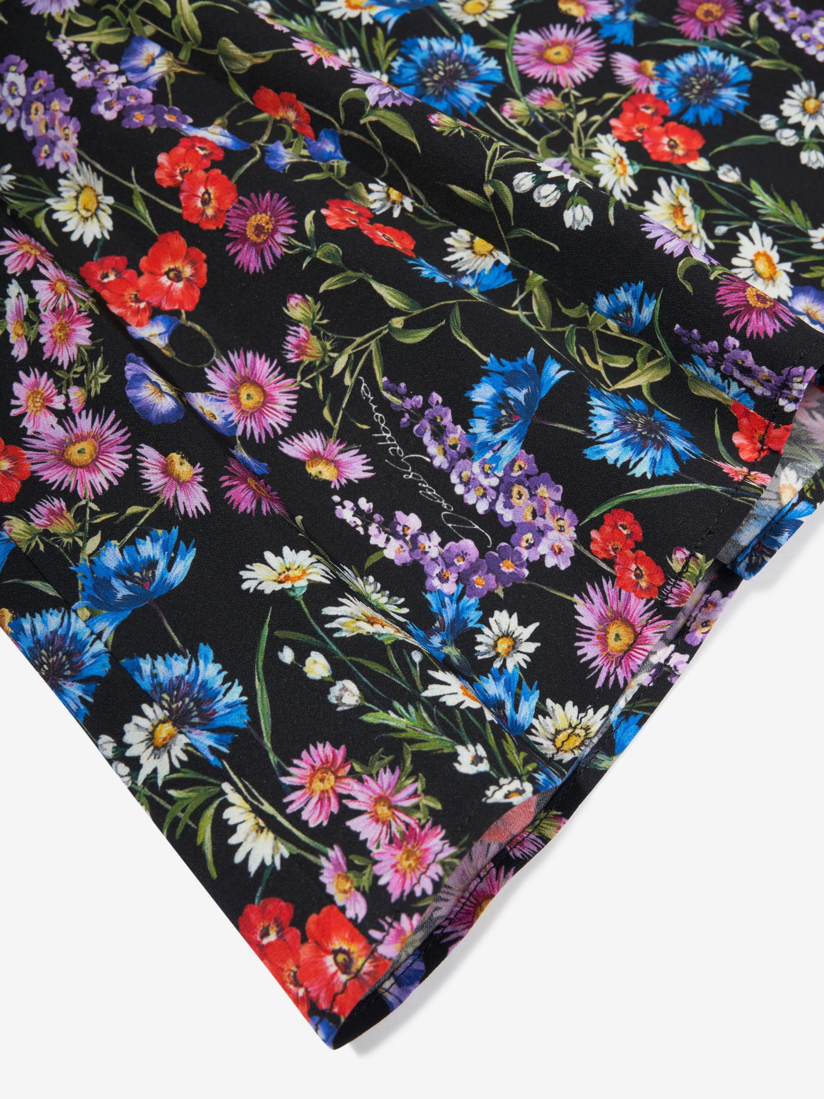 Robe en soie Wildflowers pour filles Dolce & Gabbana en noir