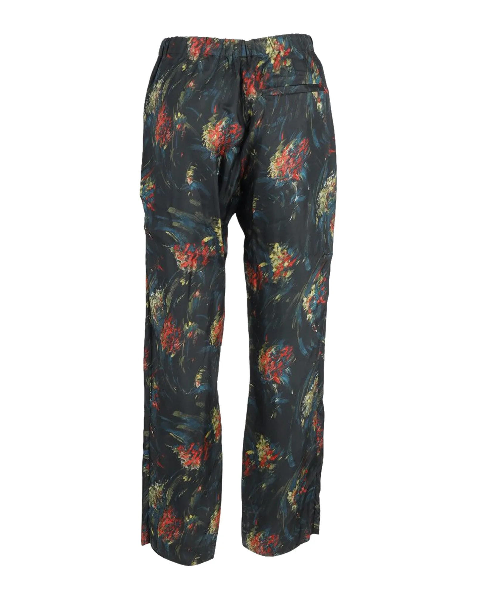 Pantalon floral Dries Van Noten en viscose noire