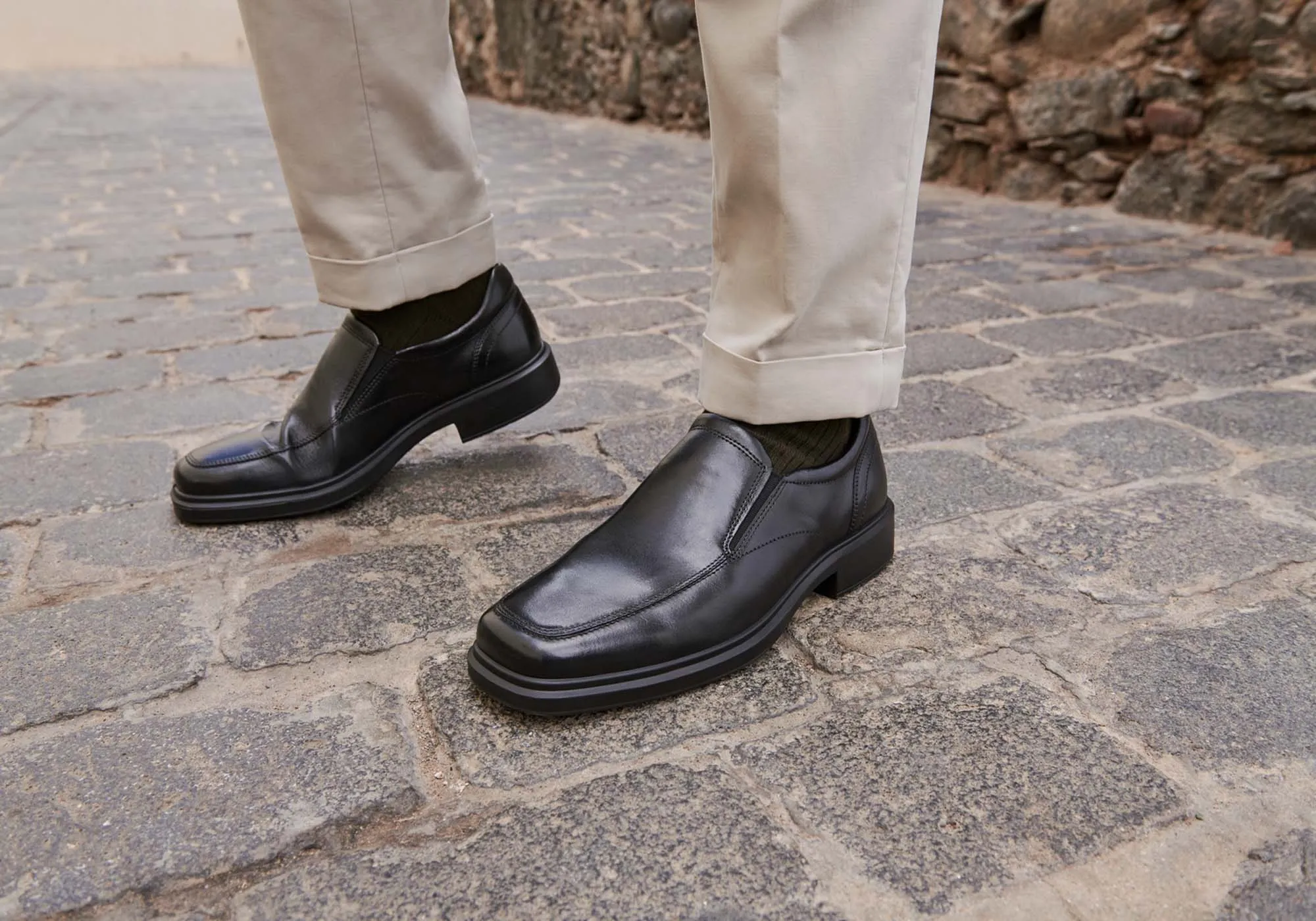 ECCO Chaussures de ville à enfiler confortables en cuir pour hommes Helsinki 2