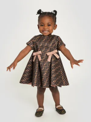 Robe Fendi pour bébé fille avec logo FF en marron
