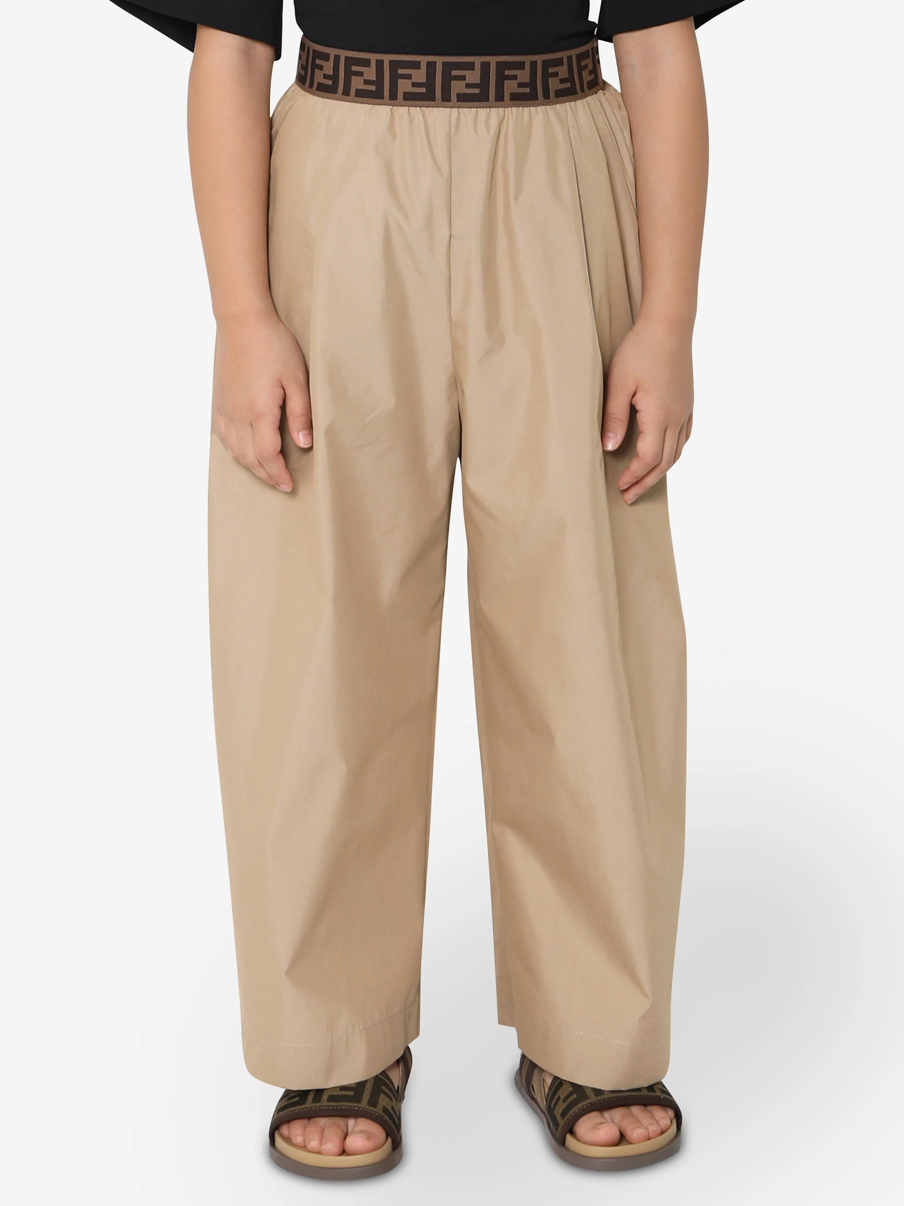 Pantalon large Fendi Girls en beige