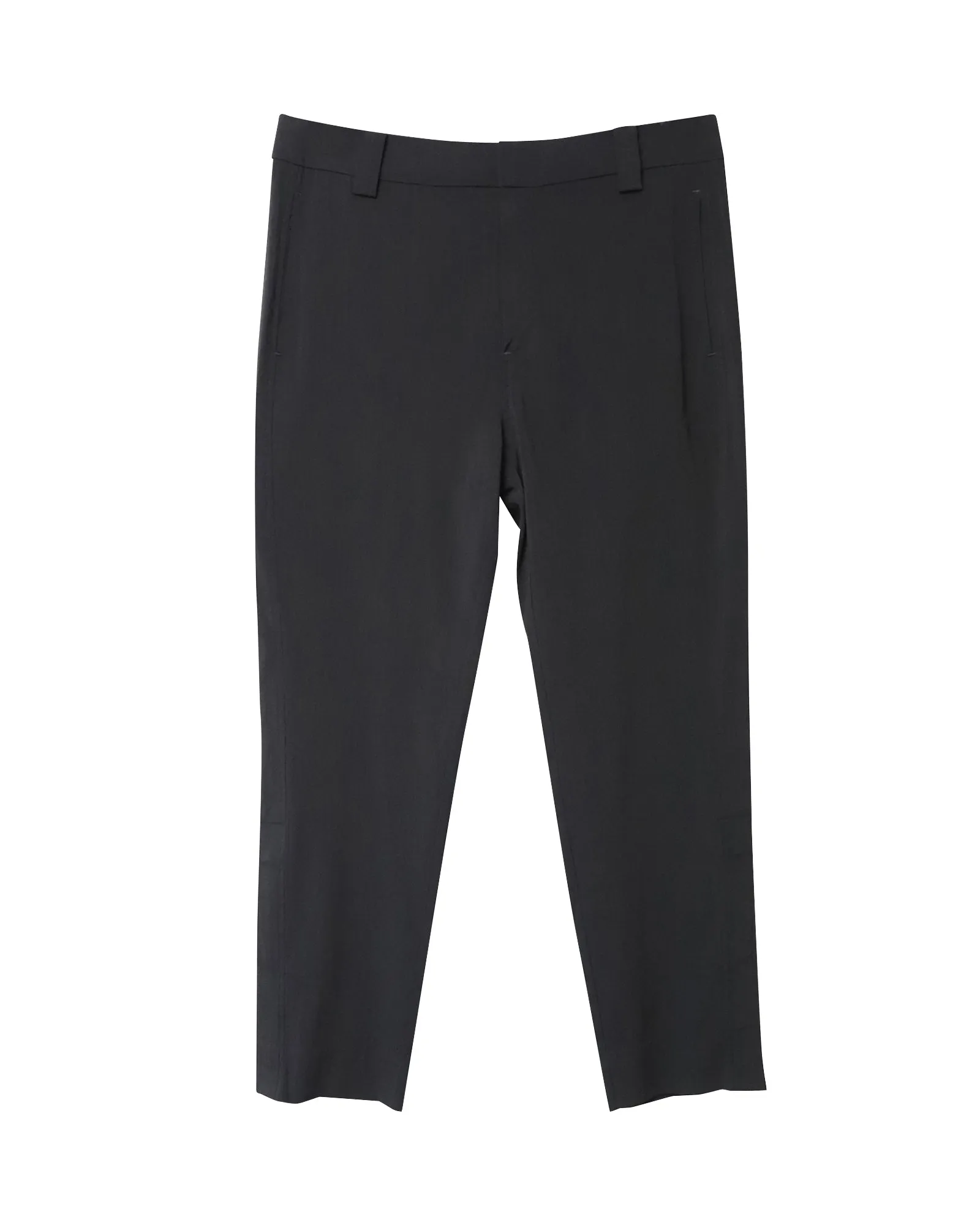 Ganni Pantalon droit court en viscose noire
