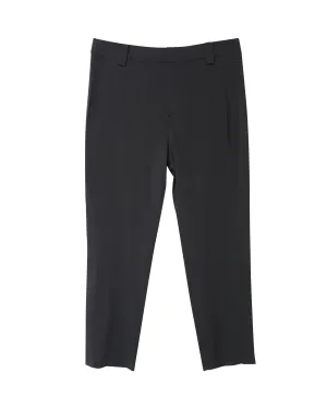Ganni Pantalon droit court en viscose noire