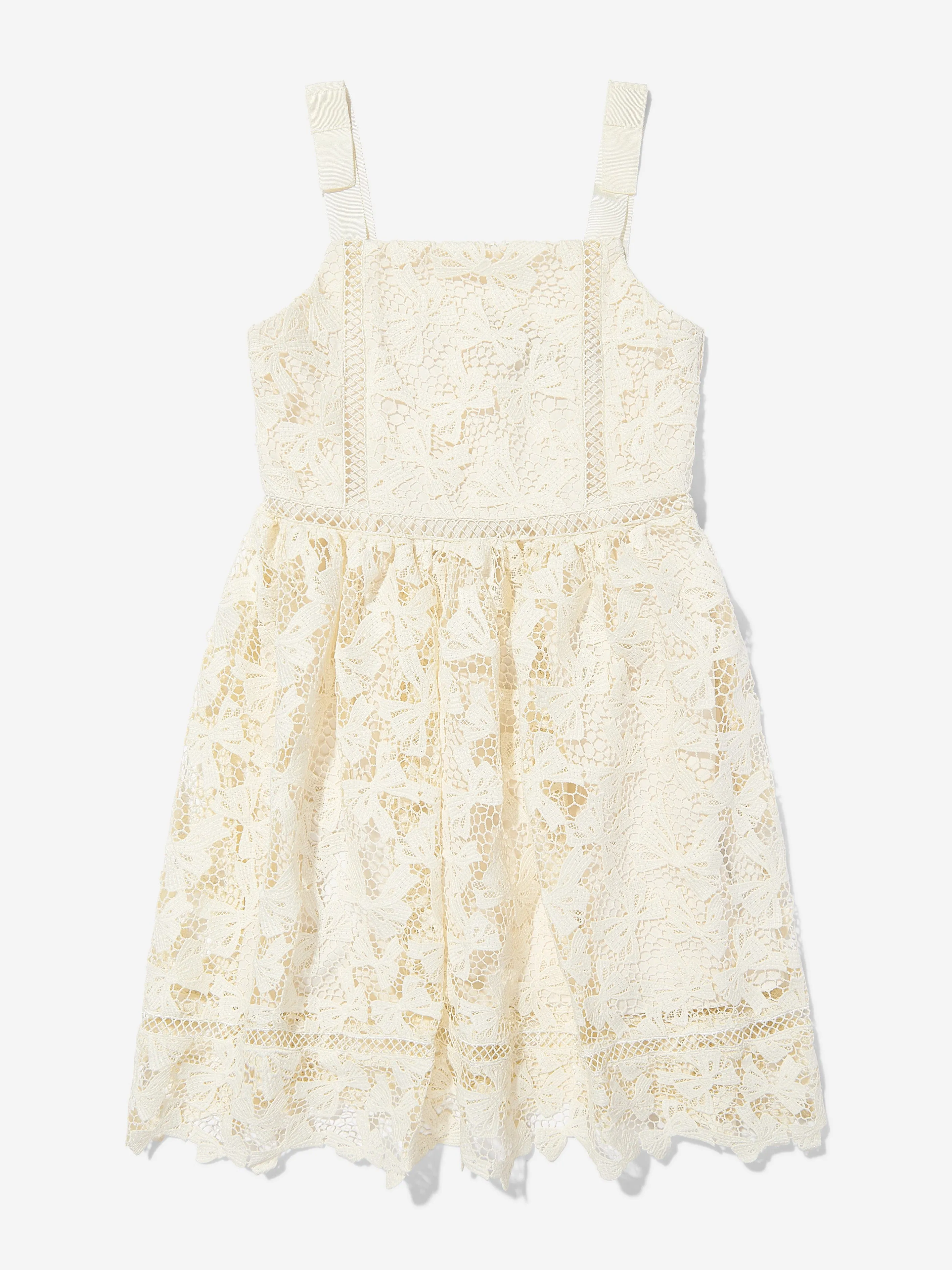 Robe à lacets avec nœud pour filles en blanc