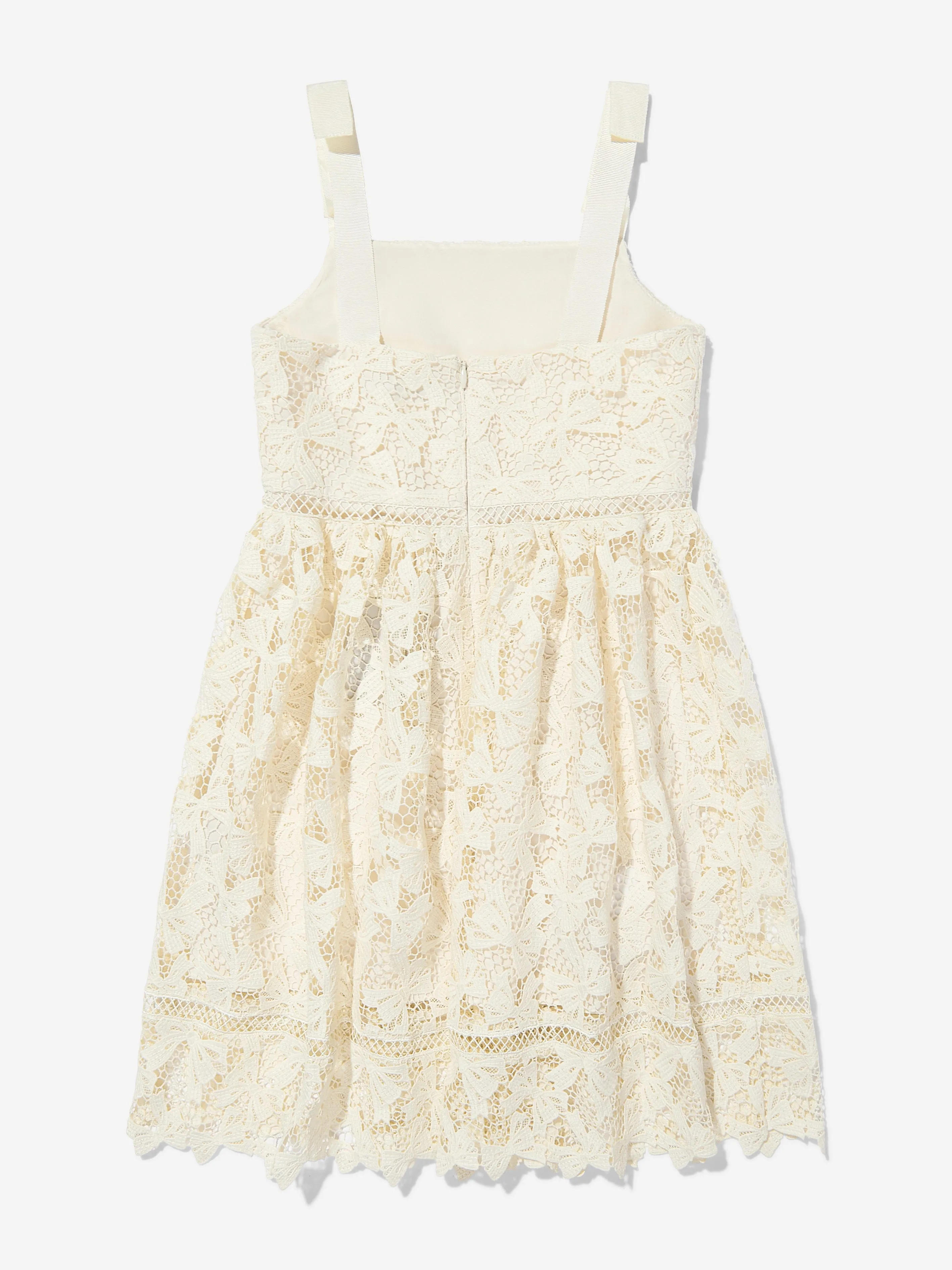 Robe à lacets avec nœud pour filles en blanc