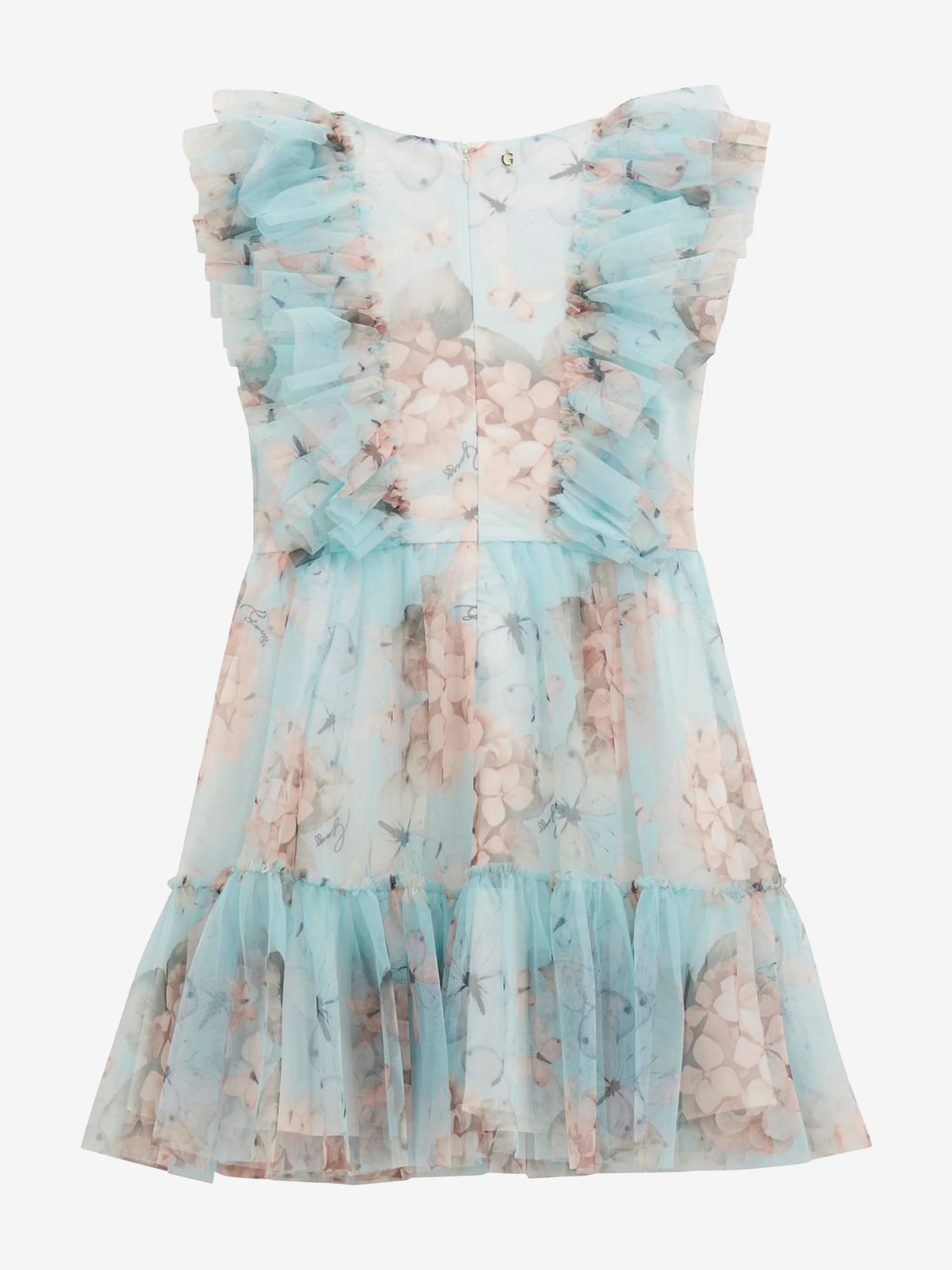 Robe en tulle à motif papillon pour filles en bleu