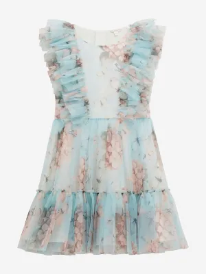 Robe en tulle à motif papillon pour filles en bleu