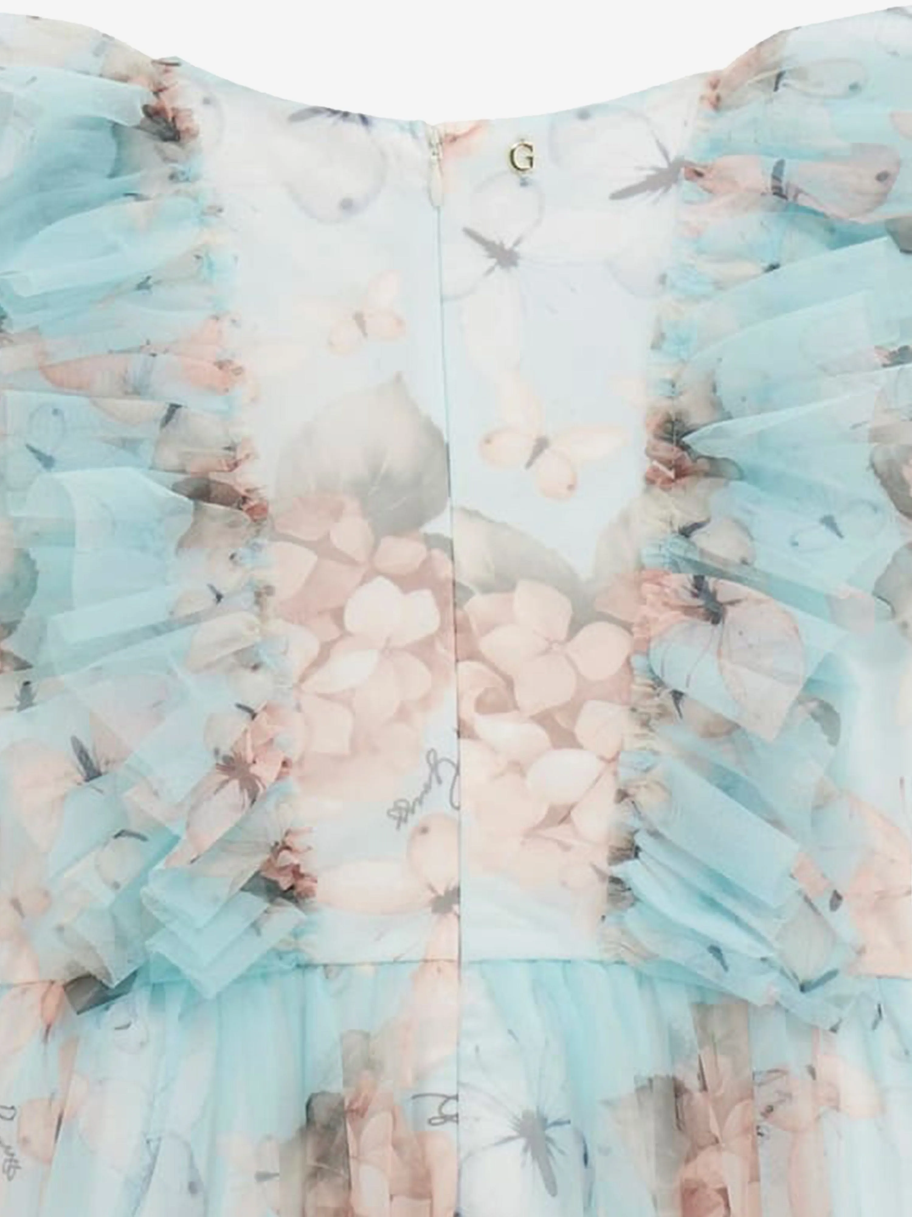 Robe en tulle à motif papillon pour filles en bleu