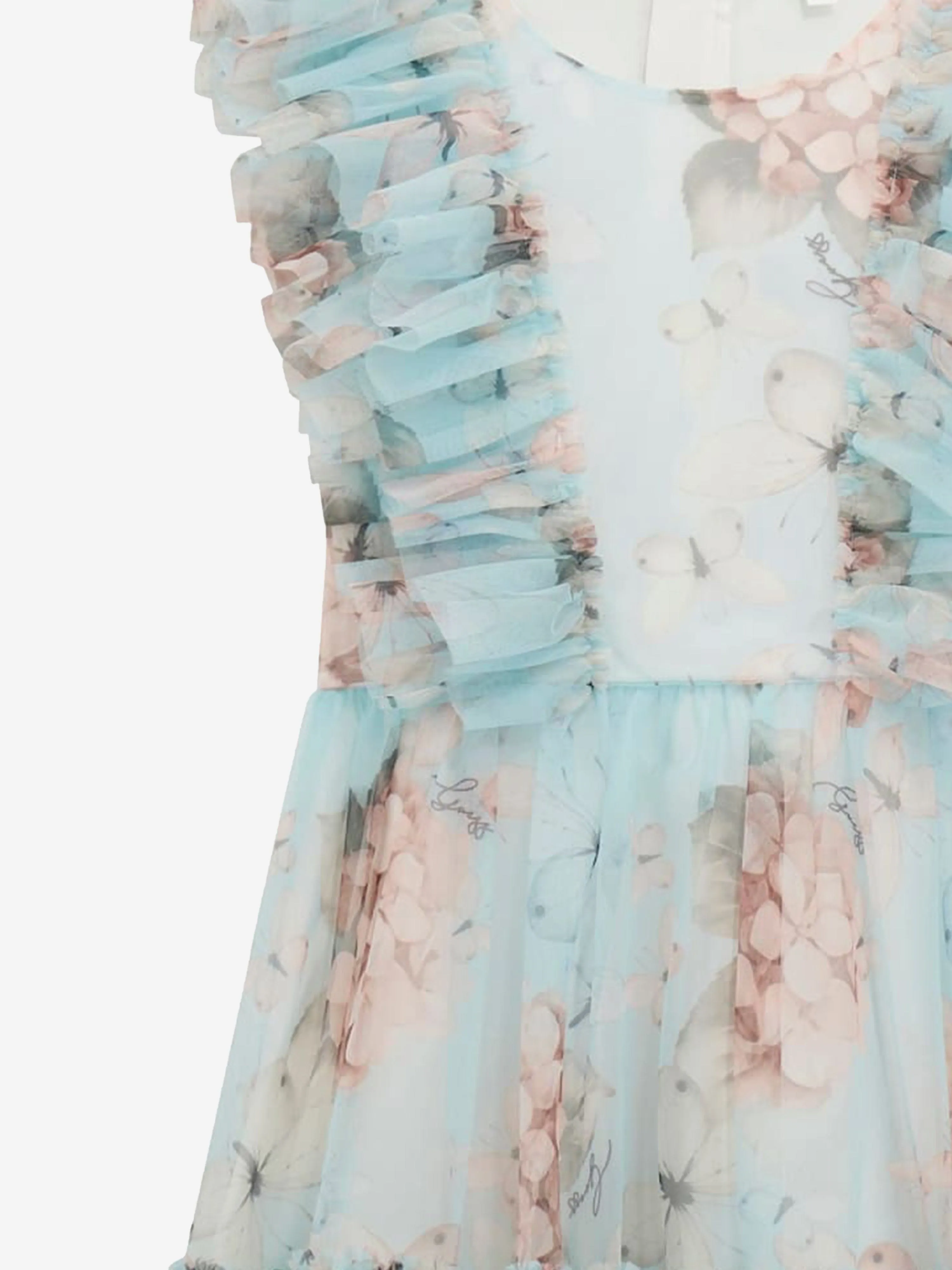 Robe en tulle à motif papillon pour filles en bleu