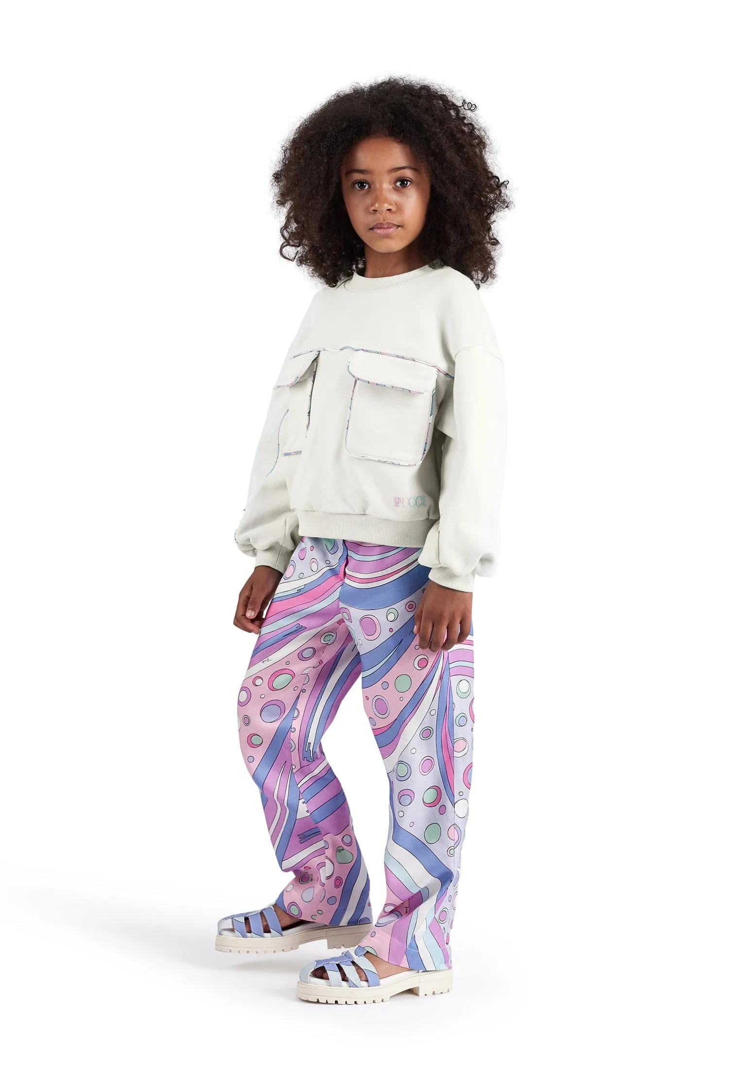 Pantalon en coton imprimé Fontane pour filles en rose