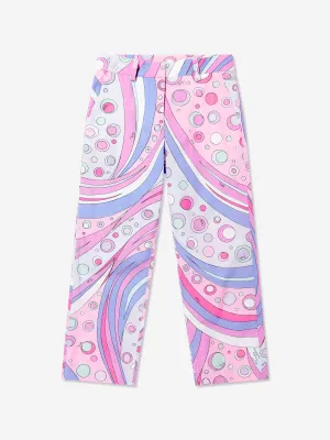 Pantalon en coton imprimé Fontane pour filles en rose